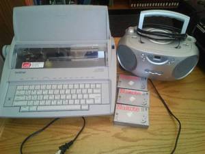 lot 586 image: Brother Electric typewriter. GX 6750 Model with 3 new in box ribbon cartridges and more. Loc Lbry Office.