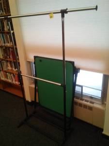 lot 612 image: Lightweight Portable Chalk Board & Coat Rack.