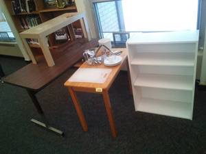 lot 613 image: Bookshelf, Tables (2) and more. Loc Rm 111 Lbry