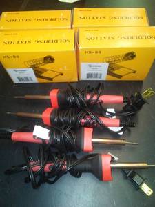 lot 520 image: Weller Standard Duty Soldering Iron (4) w stand (4). 25W, up to 750 degrees with sterns stand new in box. Loc Rm 99 Sci