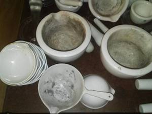 lot 524 image: Mortar and Pestles and more. Loc Rm 99 Sci