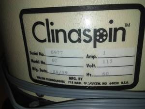lot 654 image: Clinaspin Model C6 Centrifuge. 30 min. timer, excellent condition, working. Sci Office Rm 99