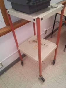 lot 675 image: rolling media tech cart with overhead projector.