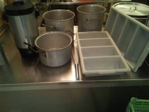 lot 308 image: Misc. Kitchen Silverware Trays, Pots and more