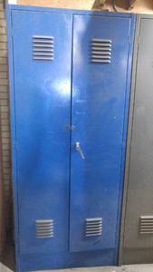 lot 203 image: Blue 2 Door Metal Cabinet