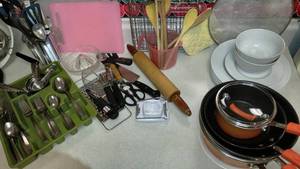 lot 437 image: Kitchen Misc. from one cooking pod in Home Ec. Nice condition.