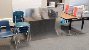 lot 717 image: Tables chairs desk contents and more