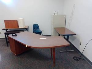 lot 570 image: Tables chairs desk contents and more