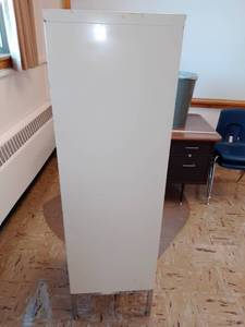 lot 420 image: Office furniture, metal cabinet, chairs and more.