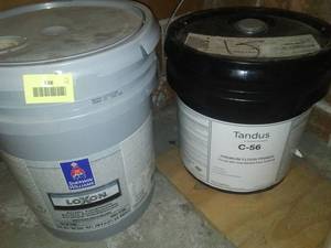 lot 238 image: New Tandus C-56 Premium Floor Primer (4gal.) and almost full Sherwin Williams Loxon Paint