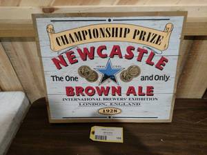 lot 105 image: New Castle Wooden Sign 19x16...