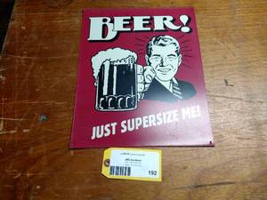 lot 192 image: Beer Tin Sign 12x15...