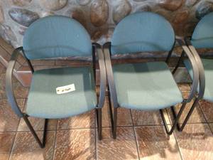 lot 202 image: (5) Harter Green Fabric Arm Chairs...