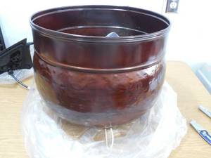 lot 34 image: Liberty Garden Products 100 ft. Free Standing Decorative Brown Hose Pot