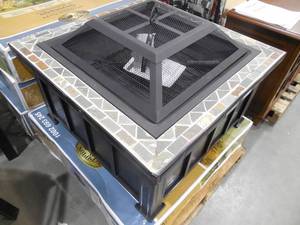lot 56 image: Hampton Bay Devonport 30 in. x 21.25 in. Slate Fire Table in Oil Rubbed Bronze