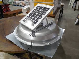 lot 65 image: Master Flow Roof Vent Green Machine 500 CFM Solar Powered Roof Mount Exhaust Fan