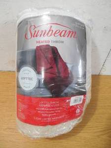 lot 73 image: Sunbeam Heated Throw Blanket  LoftTec, 3 Heat Settings, Sand