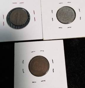 lot 19 image: 3 INDIAN HEAD CENTS 1892 1893 1895