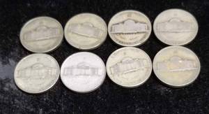 lot 29 image: GROUP OF 8 US WWII WARTIME SILVER NICKELS