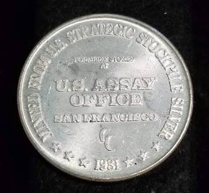 lot 36 image: PRE SILVER EAGLE 1 TROY OZ .999 FINE SILVER STRUCK WITH US ASSAY OFFICE STOCKPILE SILVER FROM SF