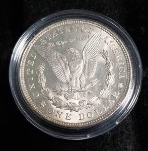 lot 37 image: 1921 MORGAN SILVER DOLLAR BU NICELY TONED IN AIRTITE