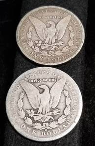 lot 40 image: 2 MORGAN SILVER DOLLARS 1888 1888-O