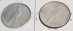 lot 43 image: 2 PEACE SILVER DOLLARS 1925 1926-S