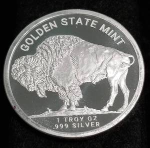 lot 52 image: 1 TROY OZ. .999 FINE SILVER INDIAN BUFFALO DESIGN