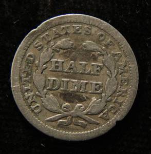 lot 39 image: 1854 US SEATED LIBERTY HALF DIME