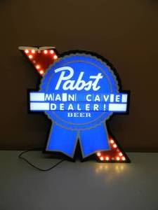 lot 3 image: Pabst Blue Ribbon Beer - RARE - Motion Moving LED Light Up Sign Fully Customizable - LIKE NEW - WITH BOX NUMBERS & LETTERS - APPROX 19 BY 23 - SEE PICTURES