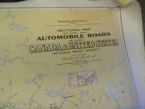 lot 22 image: VINTAGE 1930 DEPARTMENT OF THE INTERIOR AUTOMOBILE ROADS CANADA & UNITED STATES MAP - ORIGINAL - VERY COOL -  APPROX 32 BY 36 - SEE PICTURES