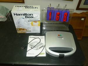 lot 168 image: Cuisinart sandwich grill & HB Mixer. As shown. SEE TERMS