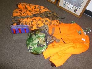 lot 201 image: Assorted Hunting clothes. Size large. As shown. SEE TERMS