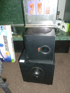 lot 261 image: Qty of 2 Bass Speakers. JBL & Klipsch. As shown. SEE TERMS