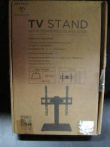 lot 160 image: TV Stand With Tempered Glass Base (...