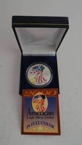 lot 8 image: 2000 American Silver Eagle 1oz fine Silver Full color silver