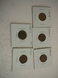 lot 84 image: 5-Wheat Pennies