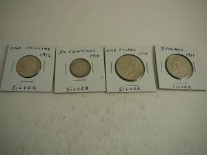 lot 91 image: Silver Shillings, 50 Centimes, Silver Floren, 2 Francs