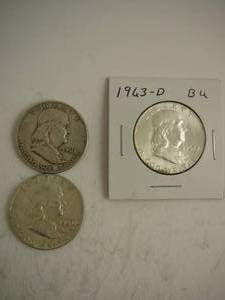 lot 98 image: 3 -Franklin Half Dollars