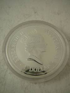 lot 110 image: $1 Kookaburra Fine Silver .999 1 oz