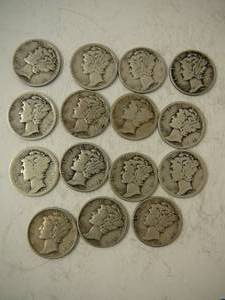 lot 135 image: 15 Mercury Dimes