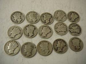 lot 138 image: 15 - Mercury Dimes