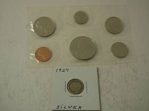 lot 145 image: 1927 Silver Three Pence & Canadian Proof Coins