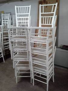 lot 109 image: Lot of (Approximately 10) Drake Corp. 36in. White Stackable Plastic Banquet Chairs
