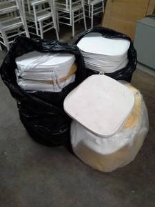 lot 111 image: Lot of (Approximately 45) 17x16in. White Banquet Chair Seat Cushions