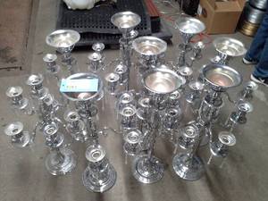 lot 123 image: Lot of (9) Silver Color Candelabra 5-Candle