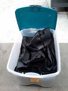 lot 142 image: Lot of (75) Black Satin Heavy Duty Extra Wide Table Runners