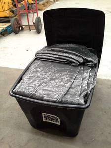 lot 143 image: Lot of (14) Charcoal Galaxy Crush Shimmer Tablecloths 132in. Round