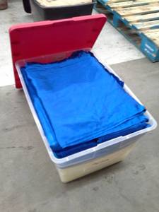 lot 146 image: Lot of (400) YellowRoyal Blue Satin Chair Sashes, Table Runners