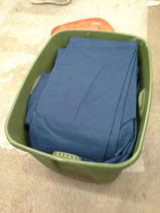 lot 151 image: Lot of (32) Navy Blue Polyester Tablecloths 90in. Round